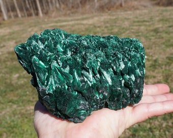 Malachite #5 ~ Extra Large High Quality Raw Fibrous African Malachite ~ Velvet Malachite ~ 4.6" x 3.3" x 2.2" ~ 2 Pounds 10 Oz ~ 924 Grams