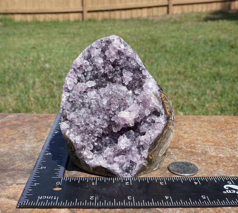 Amethyst 27 Lavender Uruguayan Natural Amethyst Geode with Cut Base for Display 1 Pound 11.5 Ounces 4.6 x 3.4 x 3 image 10