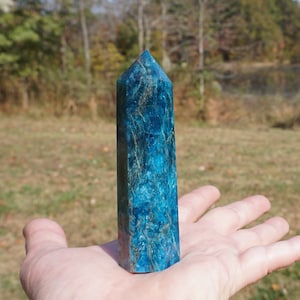 Apatite #7 ~ Blue Apatite Stone Wand // Crystal Tower // 3.7&quot; x 1&quot; x 7/8&quot; // 3.7 Ounce // Calming Healing Stone // Polished Stone
