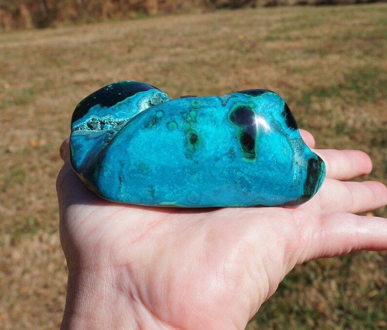 Malachite 33 Polished Malachite, Heterogenite & Chrysocolla RARE High Quality Mineral Specimen Collector Stone 8 Oz 4 x 2.5 x 1.5 image 5