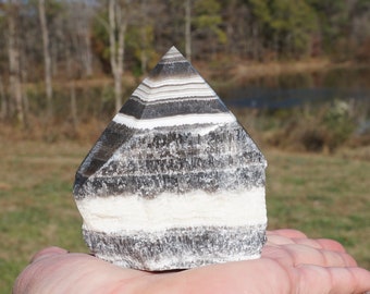 Zebra Calcite #15 ~ Polished Zebra Calcite Point ~ Natural Stone ~ Free Standing~ 2.7" x 2" x 1.5" ~ 6 Ounces ~ Unique Crystal