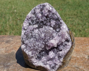 Amethyst #27 ~ Lavender Uruguayan Natural Amethyst Geode with Cut Base for Display ~ 1 Pound 11.5 Ounces ~ 4.6" x 3.4" x 3"