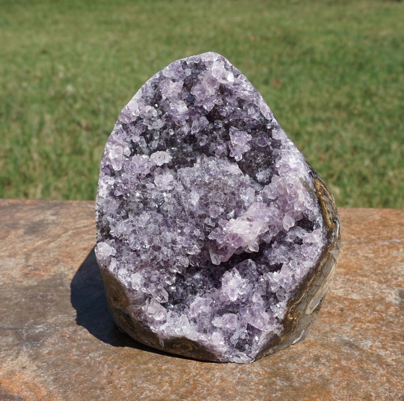 Amethyst 27 Lavender Uruguayan Natural Amethyst Geode with Cut Base for Display 1 Pound 11.5 Ounces 4.6 x 3.4 x 3 image 1