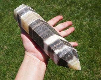 Zebra Calcite #16 ~ Polished Zebra Calcite Crystal Point ~ 8" x 1.7" x 1.7" ~ 1 pound, 12.6 Ounces ~ Unique Crystal ~ Stone Tower