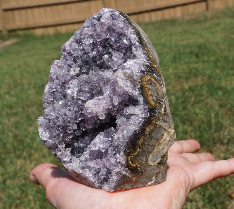 Amethyst 27 Lavender Uruguayan Natural Amethyst Geode with Cut Base for Display 1 Pound 11.5 Ounces 4.6 x 3.4 x 3 image 3