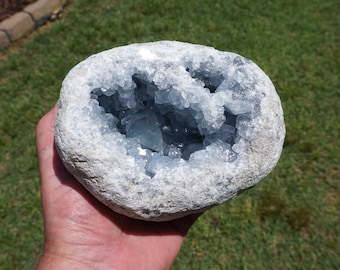 Celestite #9 ~ AAA Grade High Quality Large Natural Blue Celestite Crystal Geode ~ 5 pounds, 6 Oz" x 3.5" x 2.5" ~ Natural Home Decor