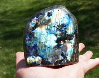 Labradorite #14 ~ Stand Polished Genuine Rainbow Labradorite Stone ~ 3" x 2.8" x 1.7" ~ 1 Pound