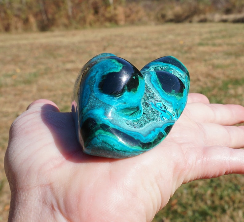 Malachite 33 Polished Malachite, Heterogenite & Chrysocolla RARE High Quality Mineral Specimen Collector Stone 8 Oz 4 x 2.5 x 1.5 image 3