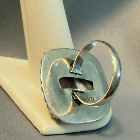 Amethyst Ring Chevron Quartz Silver Statement Rin… - image 8