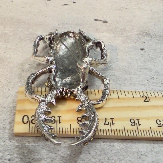 Beetle Brooch Rhinestone Statement Insect Pin Lar… - image 7