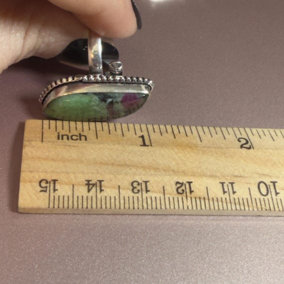 Ruby Zoisite Pendant and Ring Set Green Pink Ston… - image 16