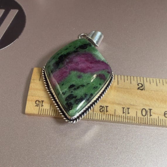 Ruby Zoisite Pendant and Ring Set Green Pink Ston… - image 19