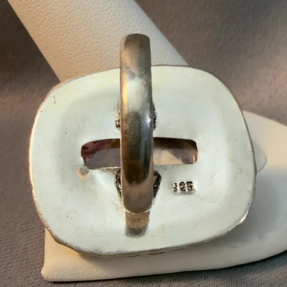 Amethyst Ring Chevron Quartz Silver Statement Rin… - image 3