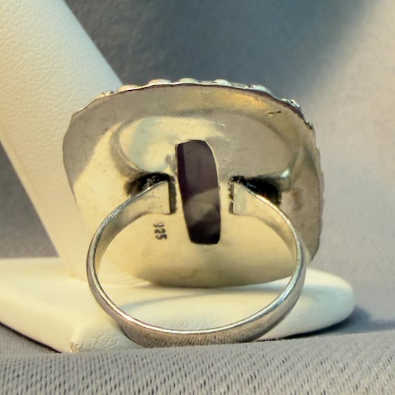 Amethyst Ring Chevron Quartz Silver Statement Rin… - image 6