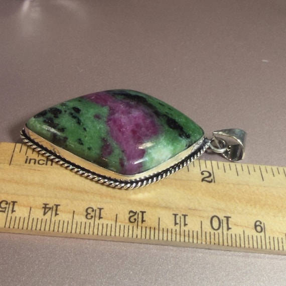 Ruby Zoisite Pendant and Ring Set Green Pink Ston… - image 18