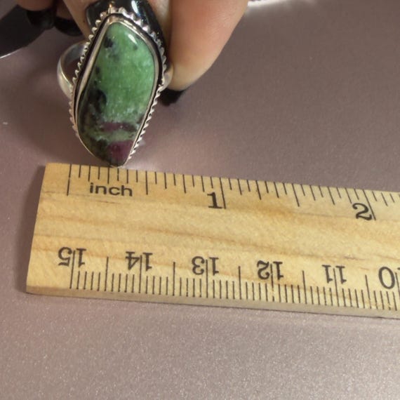 Ruby Zoisite Pendant and Ring Set Green Pink Ston… - image 17