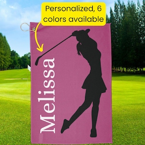 Personalized Women&#39;s Golf Towel - Custom Name, Golf Towel Gift Idea for Golfer, Mother&#39;s Day Golf Towel Gift, Golf Bag Accessory, Golfing