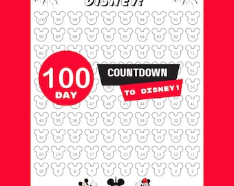 Disney Trip Countdown Printable – 100 Day Mickey Coloring Countdown for Kids and Adults, Disney Vacation Countdown, Instant Download