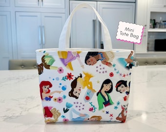 Mini Disney Tote – Kids Disney Princess Bag, Small Cotton Tote for Travel, Park Days and Everyday Use, Mommy and Me Set