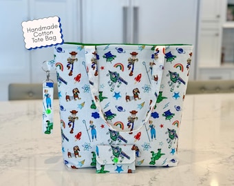 Toy Story Tote Bag – Handmade Large Disney Tote for Everyday, Travel & Park Days, Washable Cotton Bag, Disney Gift