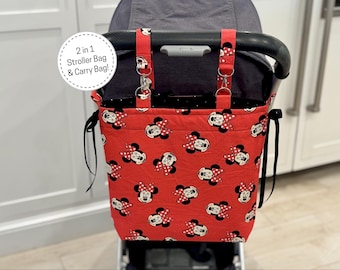 2 in 1 Minnie Mouse Stroller and Carry Bag! Detachable Organizer for Travel and Disney Park Days