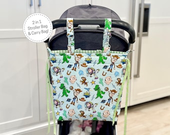 2 in 1 Toy Story Stroller and Carry Bag! Detachable Stroller Organizer for Travel and Disney Park Days