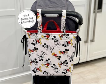 2 in 1 Mickey Mouse Stroller and Carry Bag! Detachable Organizer for Travel and Disney Park Days