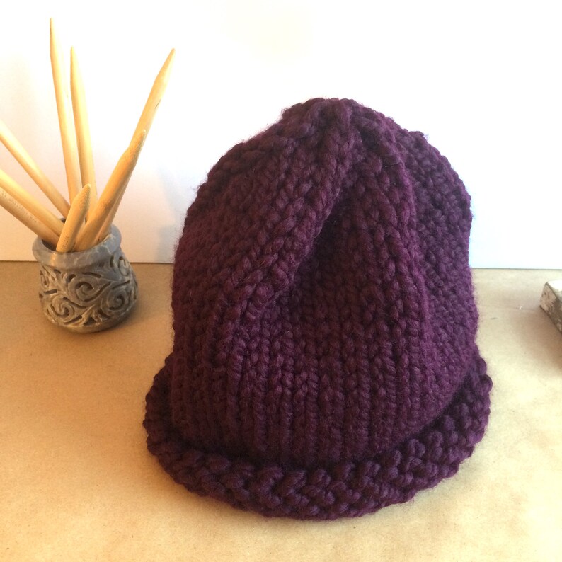 20 Colors Roll Brim Beanie Chunky Knit Hat Handmade Made to Order image 2