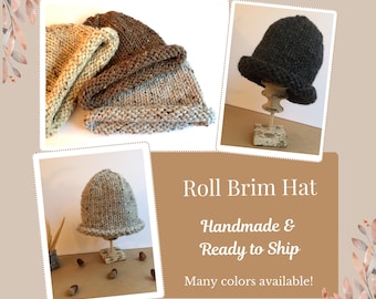 Ready To Ship! 10+ Colors | Roll Brim Beanie Chunky Knit Hat | Handmade