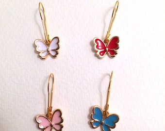 Spring Stitch Marker Sets! 4 Removeable Locking Stitch Markers for Knitting & Crochet -- Spring Colorful Enamel Goldtone