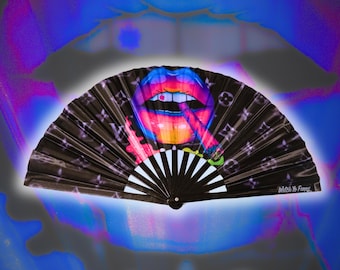 WatchYoFanny Custom Festival Folding Hand Fan - Large Bamboo Fan - Rave Accessories - Festival Merch
