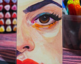 Original mixed media Closeup, Vibrant Desktop Pop Art (Tarot Size)