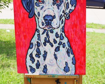 Original Dalmatian Dog - 16 x 20 Acrylic Painting on Canvas Panel