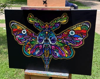 Original Death Moth - 24 x 18 Oil Painting on Stretched Canvas