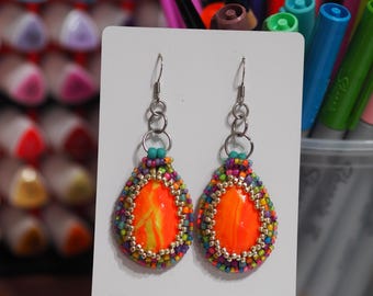 Unique Handcrafted Beaded Earrings - Lightweight Statement Jewelry - Artisan Boho Dangles