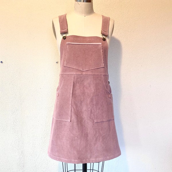 RESERVED Custom pink corduroy overall dress
