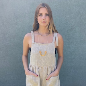 Opal linen pinafore- Natural