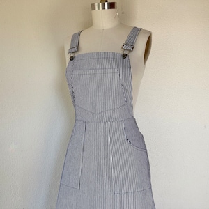 Nina Denim overall dress railroad stripe image 4