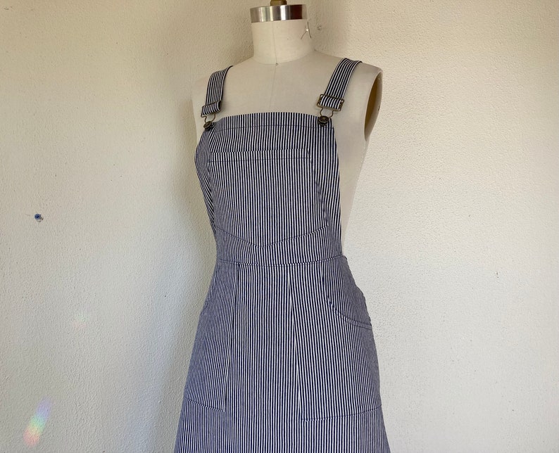 Nina Denim overall dress railroad stripe image 4