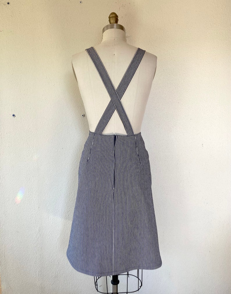 Nina Denim overall dress railroad stripe image 6