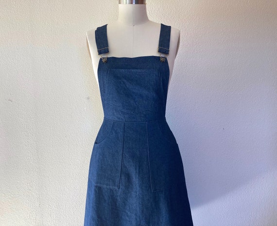Nina Denim Overall Dress- Dark Indigo Denim Nina Denim Overall Dress- Dark Indigo Denim