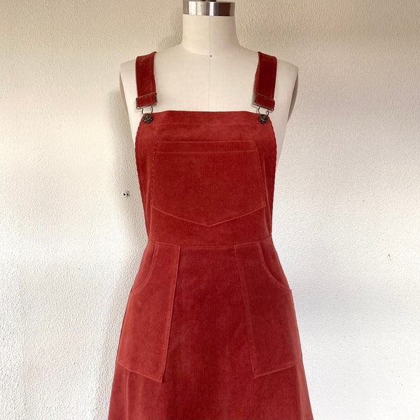 Nina Overall dress- Rust corduroy