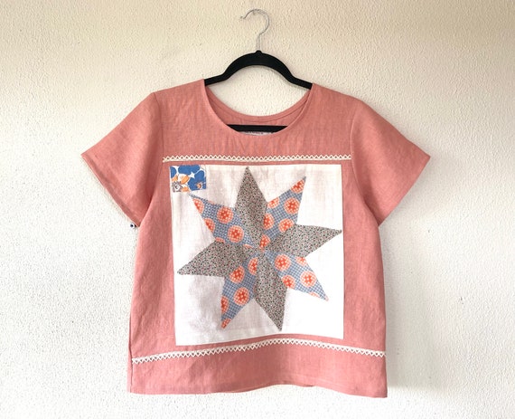 トップス 80s I.S. Linen Patchwork Shirt Aeyridepor Japanese Retro Patchwork Stand-Up Collar Button-Down