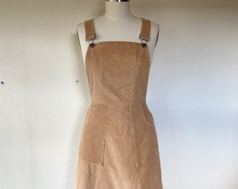 Size M Nina Overall dress- Tan corduroy