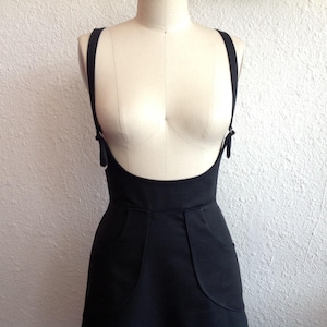 Black denim suspender skirt