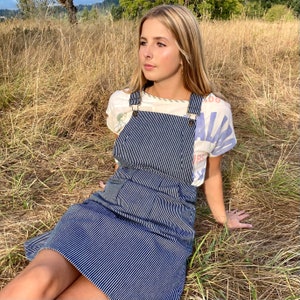 Nina Denim overall dress railroad stripe image 5