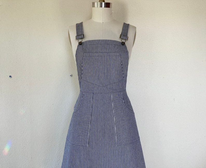 Nina Denim overall dress railroad stripe image 2