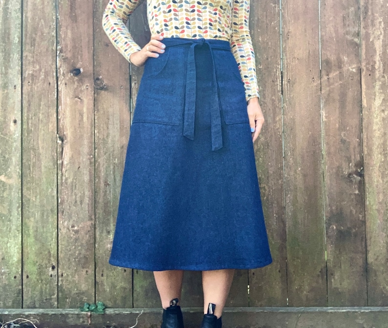 Alexis Wrap Skirt dark blue denim 画像 2