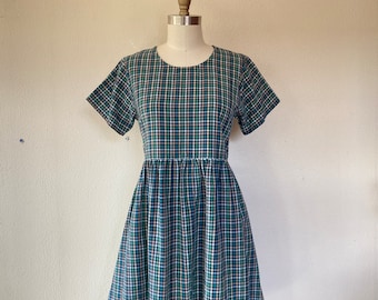 Helena dress- blue checkered cotton