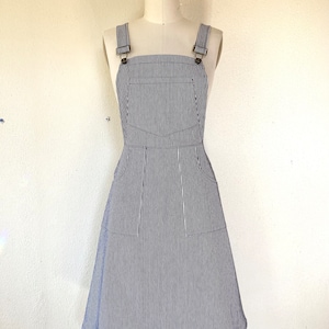 Nina Denim overall dress railroad stripe image 3